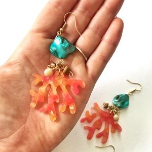 Coral dangle earrings